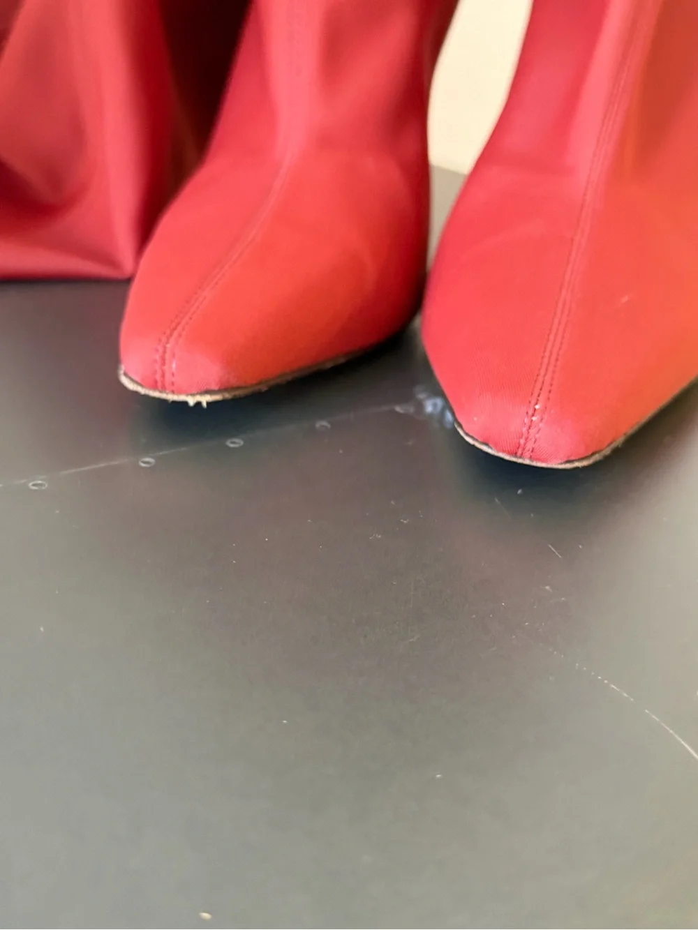 GIA / RHW Deep Red Stretch Over-the-Knee Boots Leather Sole Made in Italy EU 41